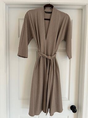 Zara Woman Brown and Beige Houndstooth Dress